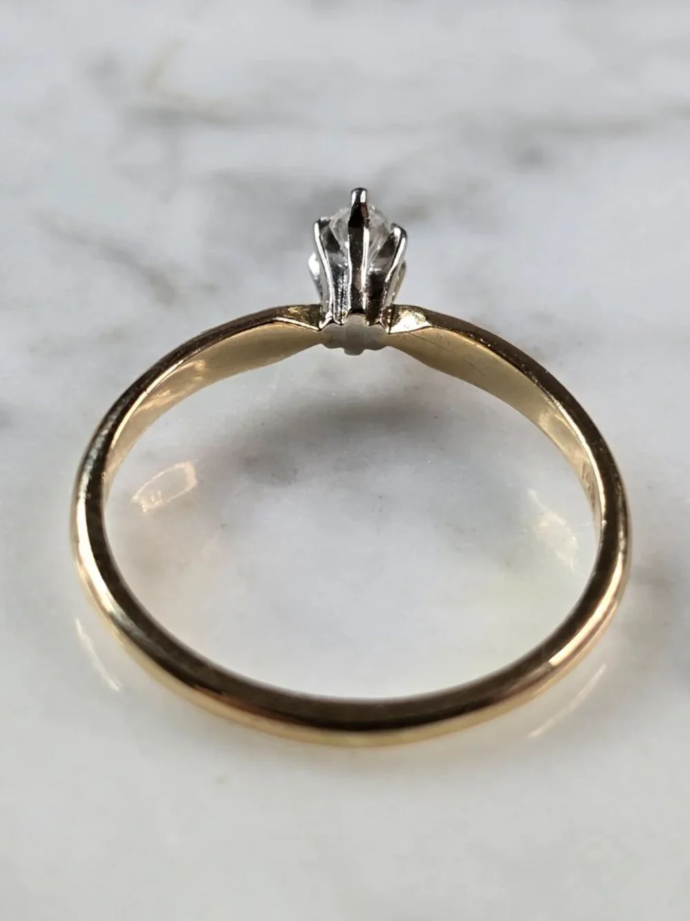 Womens Vintage Estate 14k Gold Marquise Diamond Engagement Ring 1.9g #E7930